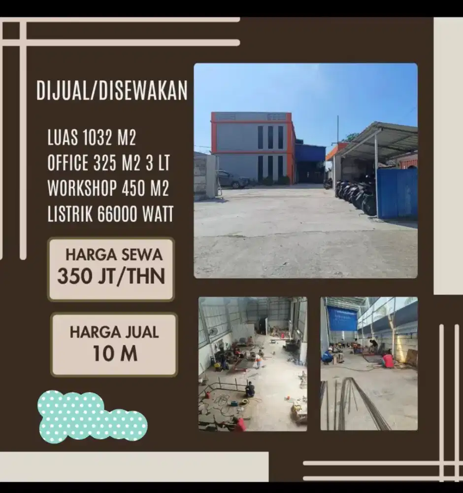 DI JUAL DIKONTRAKAN WORKSHOP 1032m