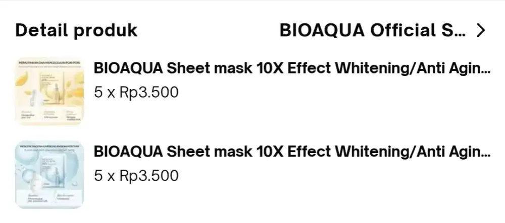 5 BIOAQUA Sheet Mask 10x Effect Whitening