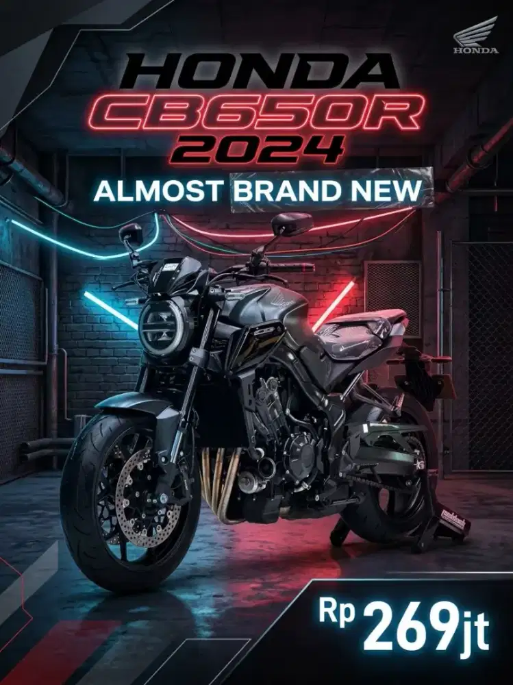 Odo 300 Simpenan!!Honda CB650R Neo 2024 Plat B Full Paper-Mustika