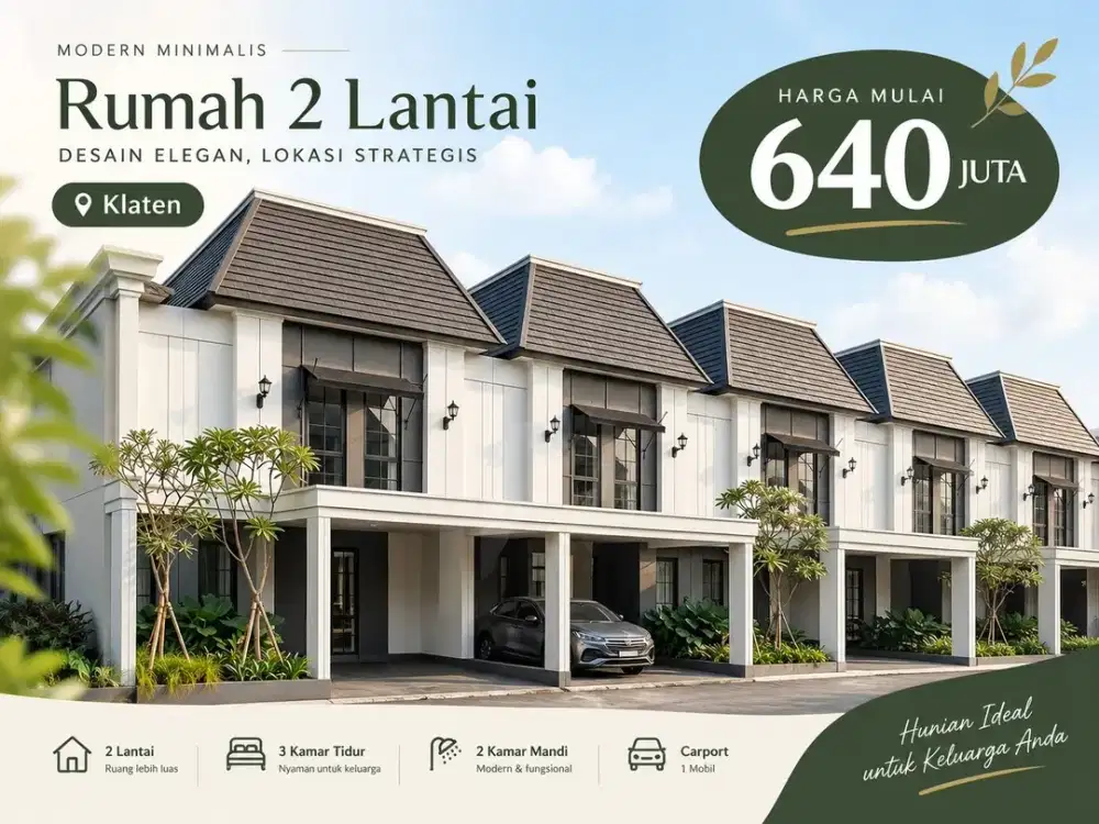 Dekat dengan Berbagai Wisata Air Umbul di Klaten, Rumah Cantik 2 LT 600 JT AN