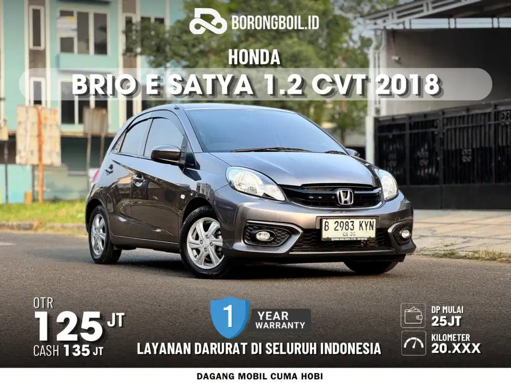 [LOWKM20RIBU] HONDA BRIO SATYA E 1.2 CVT 2018 ABU-ABU