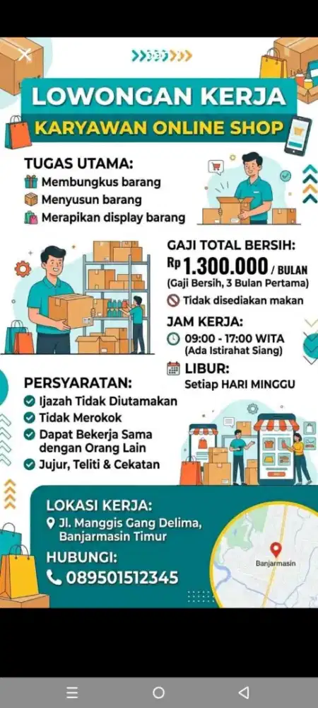 Bagian packing/membungkus barang online shop