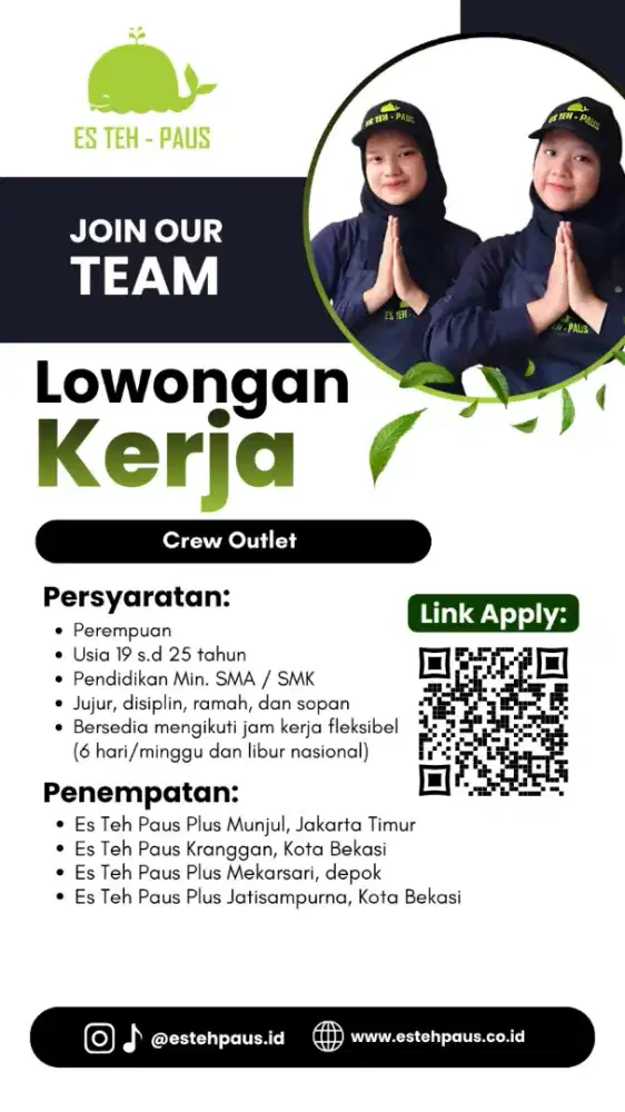 Lowongan Pekerjaan Crew Es Teh Paus