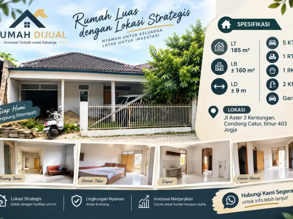 Rumah Strategis Jogja Area Kentungan Dekat Pasar dan Mall