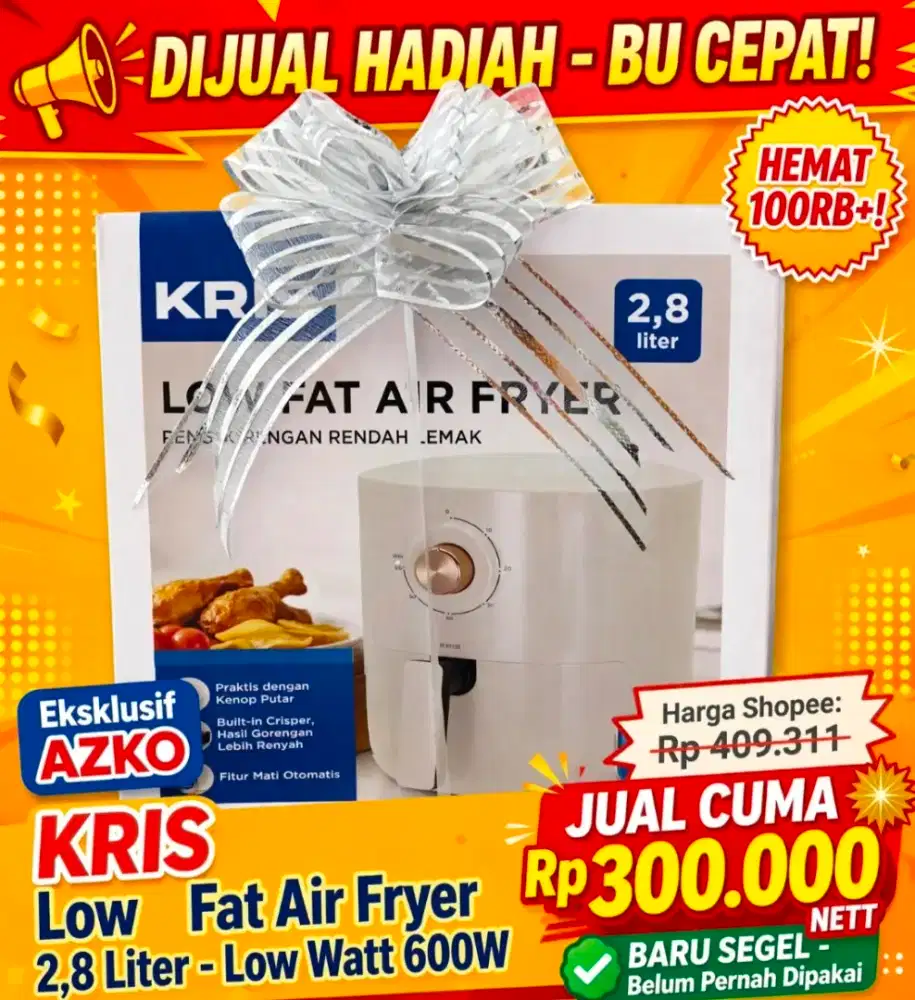 Dijual hadiah3000 air fryer Kriz azko baru masih disegel