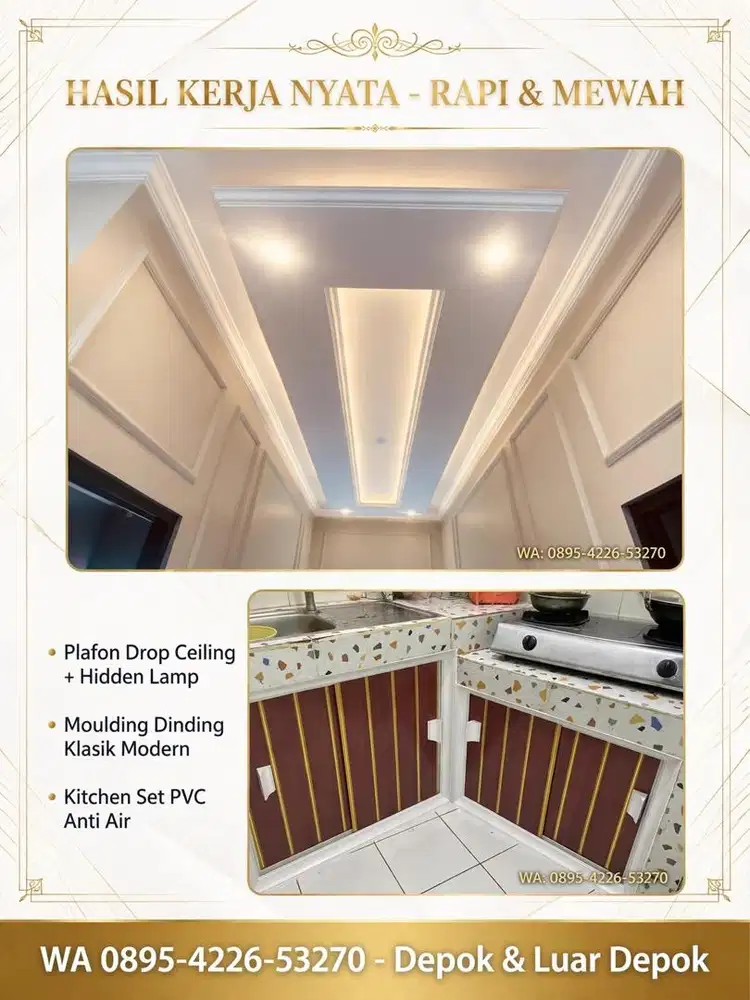 jasa penasangan plafon , pvc , moulding renovasi