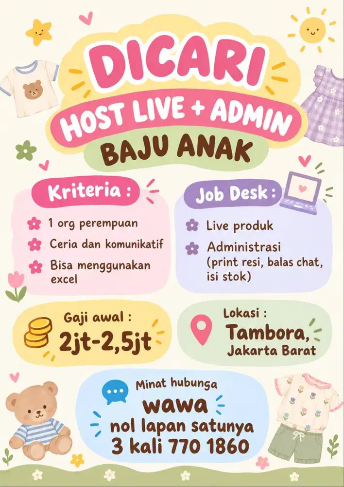 DICARI HOST LIVE DAN ADMIN