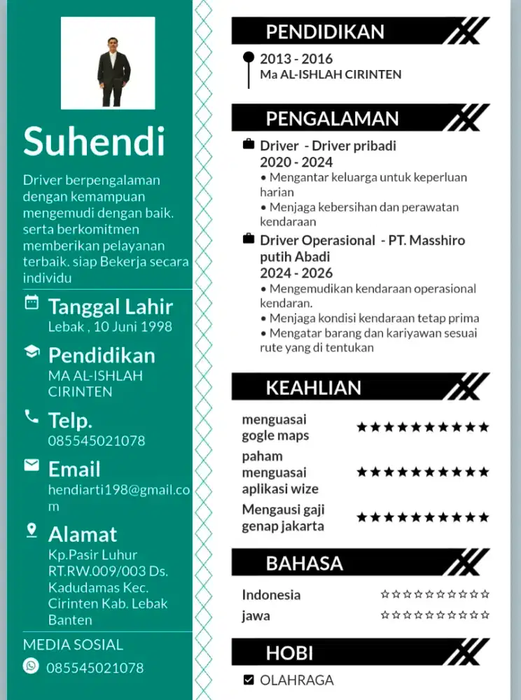 Cari pekerjaan -Driver pribadi daereh pasar minggu