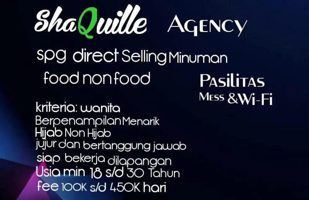 freelance SPG minuman