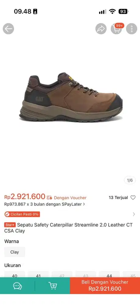 Sepatu Satety Caterpillar Streamline 2.0 Leather CT CSA Clay