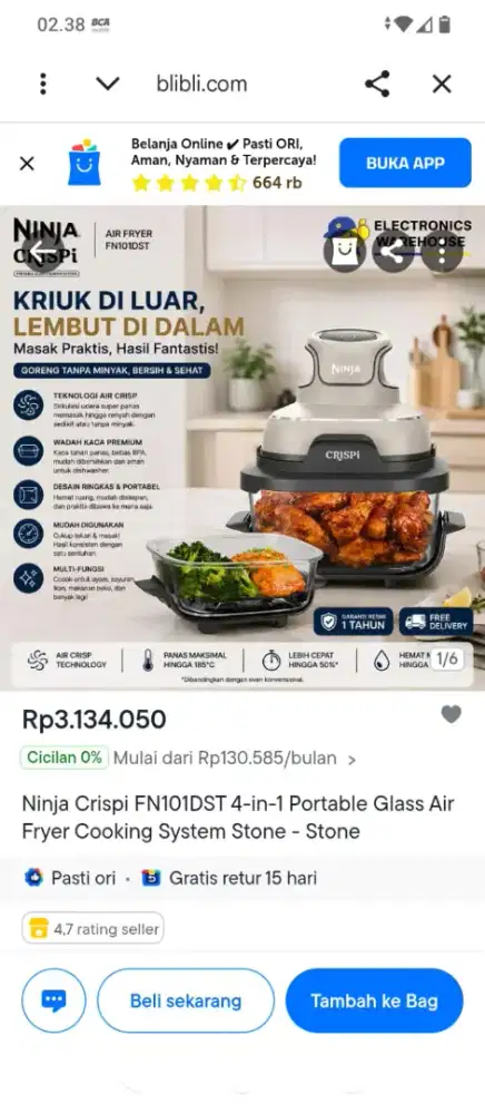 Air fryer crispy merk ninja