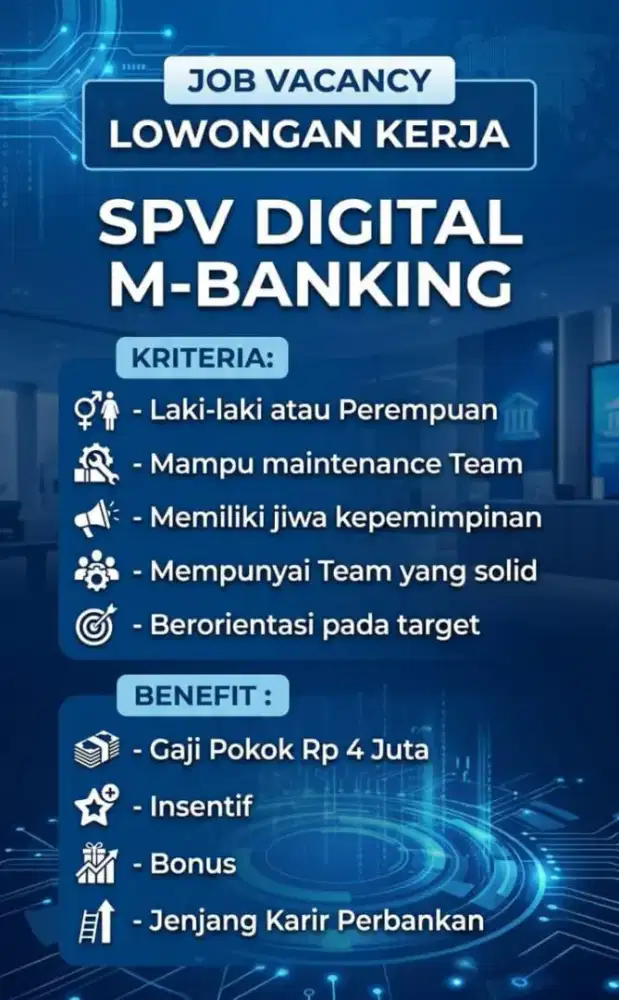 DIBUKA LOWONGAN KERJA POSISI SPV