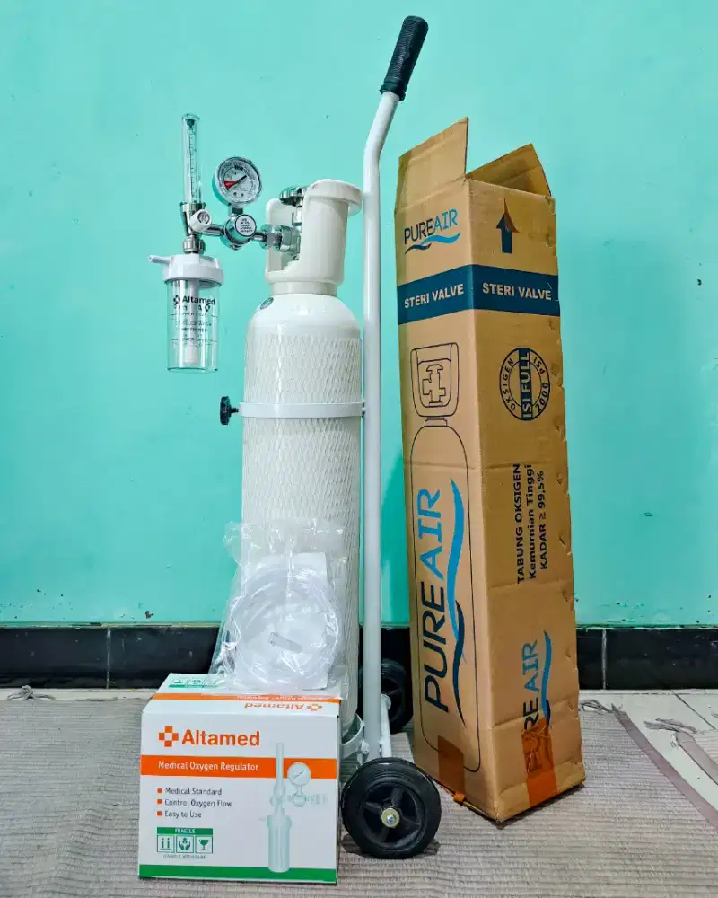 Tabung Oksigen merk Pureair 1m3 + Isi + Trolley