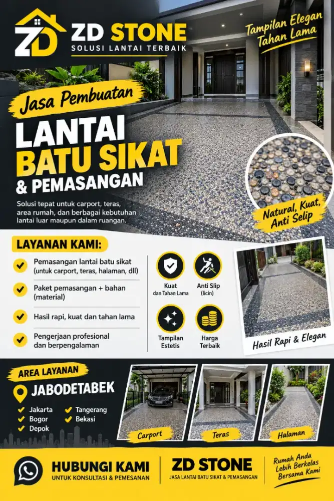 Carport garasi batu alam koral