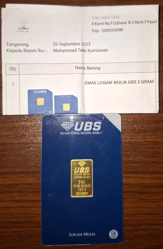 EMAS UBS FINE GOLD 999,9 – 3 GRAM