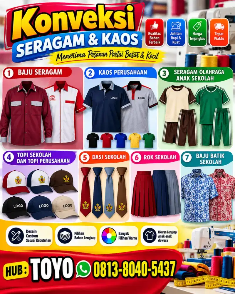 Pembuatan Seragam Baju sekolah /kantor