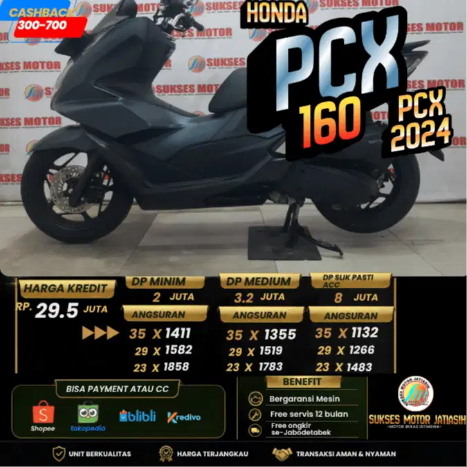 HONDA PCX 160 CBS 2024 PLAT DEPOK BISA CASH DAN KREDIT ATAU PAYLATER