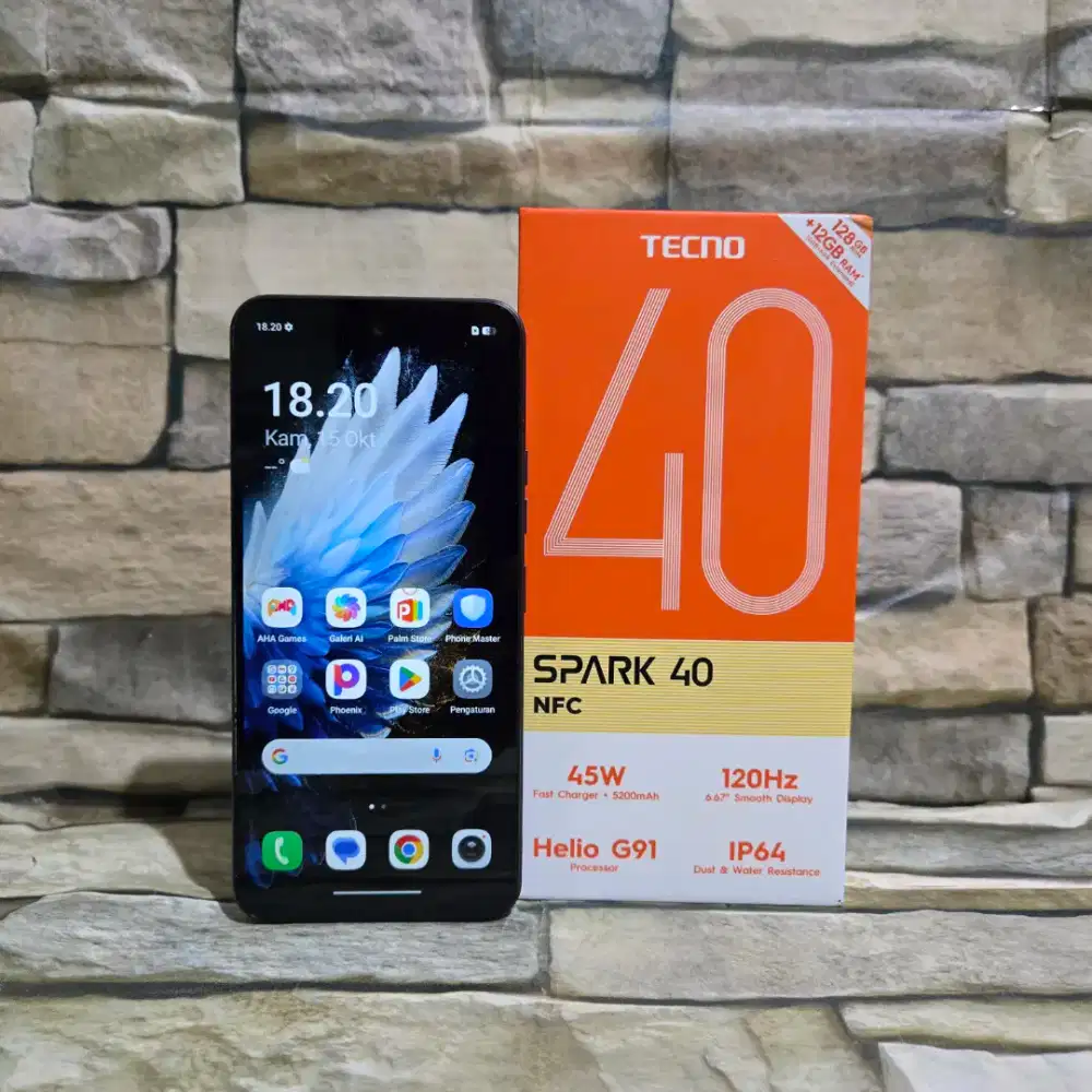 Tecno Spark 40 6/128 4G Black Fulset segel mulus 98% Garansi panjang