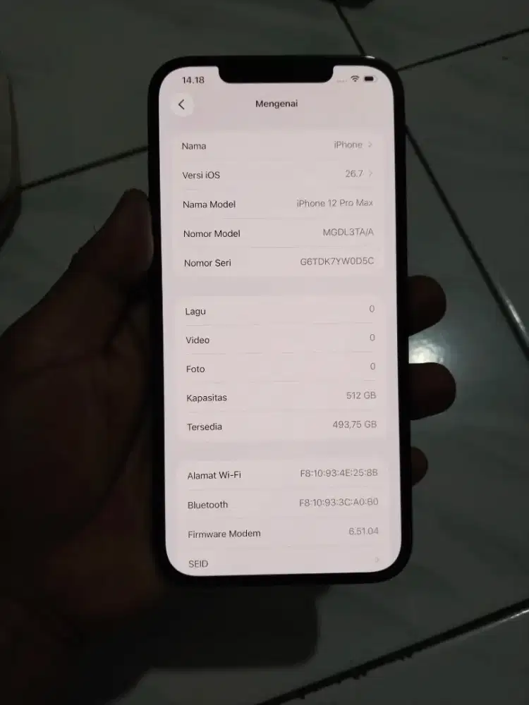 iphone 12 promax 512 GB ex inter imei resmi terdaftar beacukai