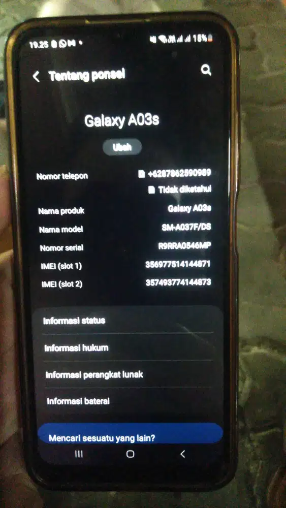 dijual Samsung A03s Ram 4 memory 64gb