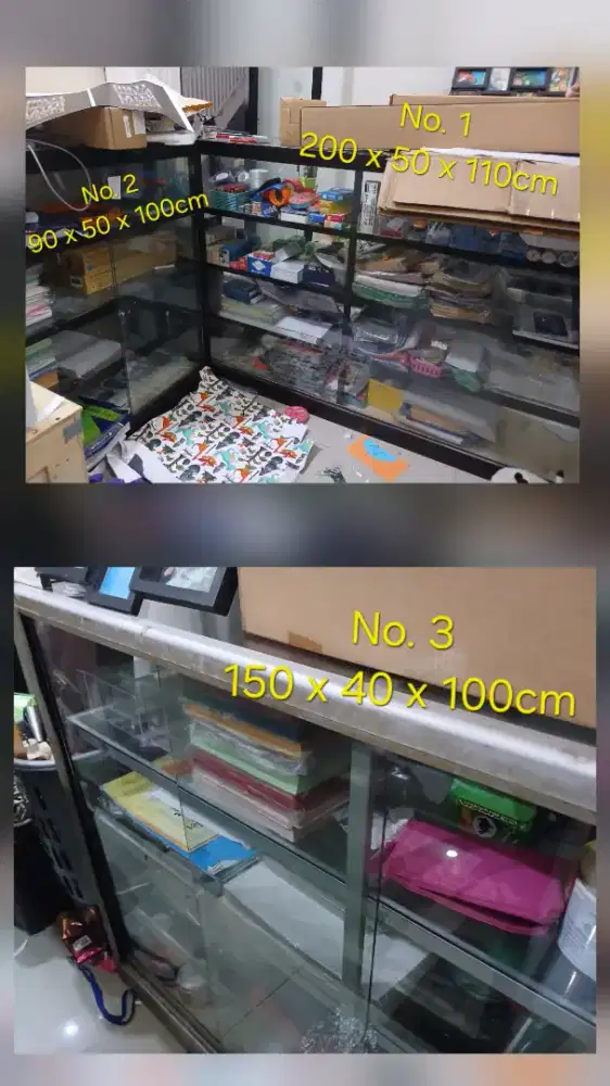 Etalase seken + isian toko fotocopy bahan aluminium