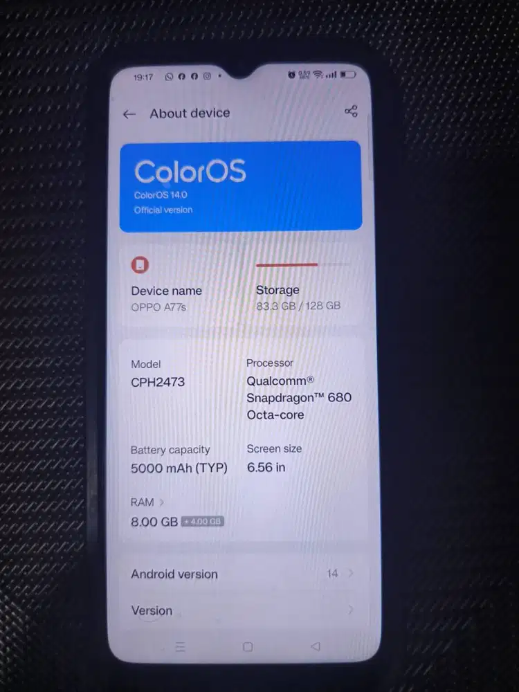 OPPO A77 S RAM 8GB /128 (ORANGE)