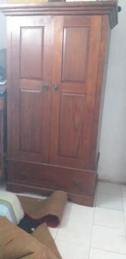 jual lemari pakaian jati antik tinggi normal lebar 50  warna natur