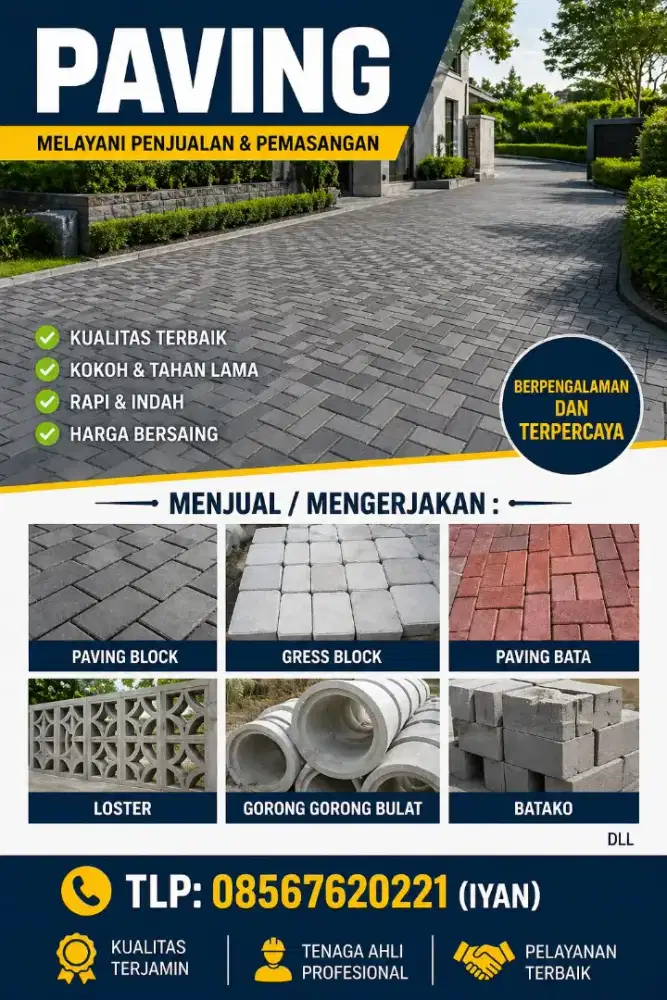 Jual Paving Block + Jasa Pasang | Gratis Survei & Konsultasi