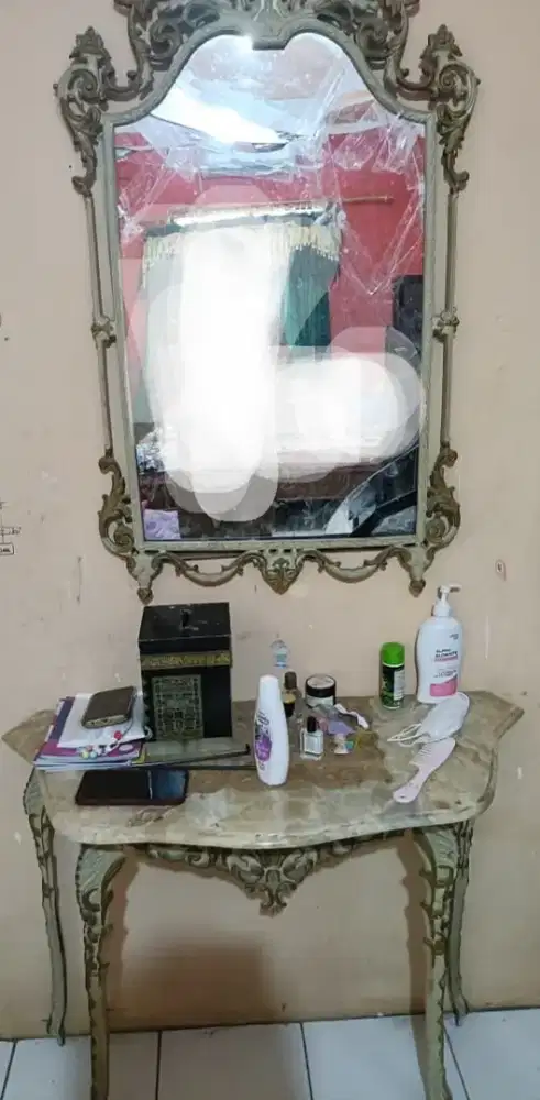 Cermin+meja marmer/rias/Anti/lawas/mebel/perabot