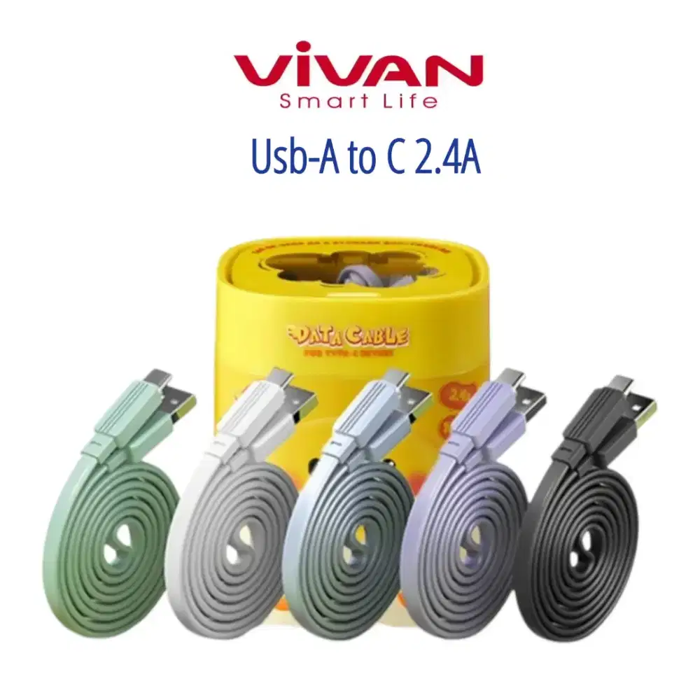 Kabel Data Vivan Usb to C 2.4A 100cm Kabel Cas Type-C