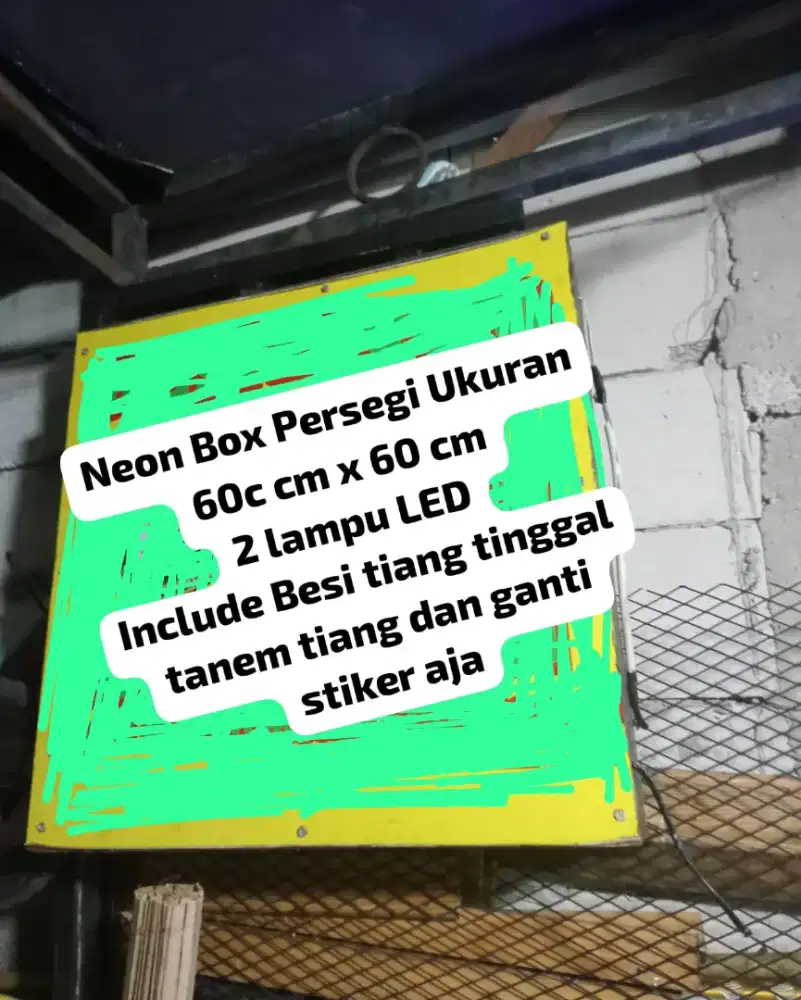 Neon Box Second ukuran 60 x 60 include Besi tiangnya