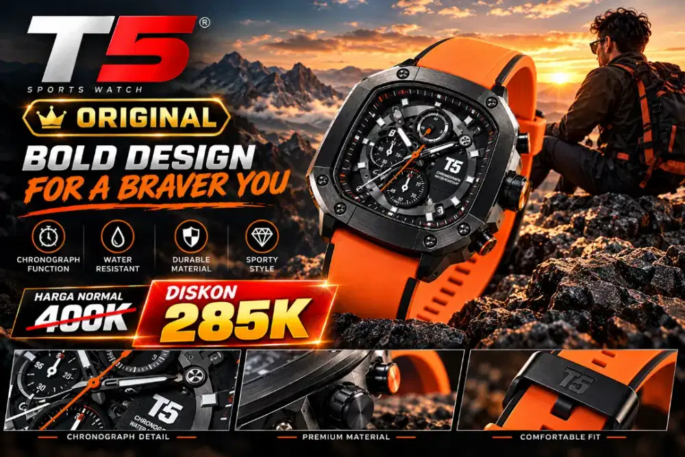 Diskon jam T5 Original strap orange
