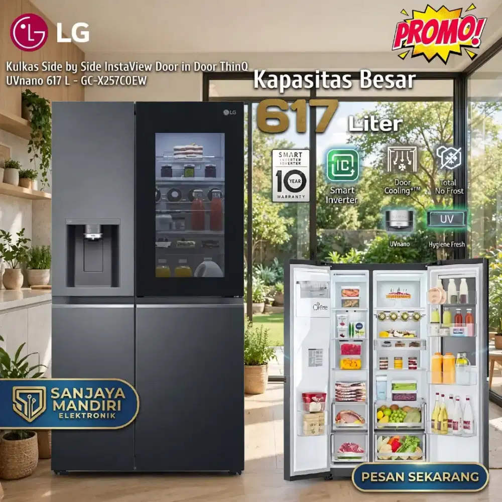 LG Kulkas TOK TOK InstaView Door in Door ThinQ UVnano 617L GC-X257CQEW