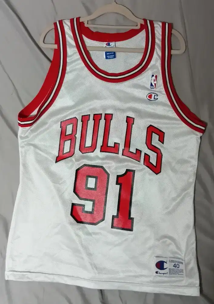 Jersey Basket Original Bulls 91 white Dennis Rodman