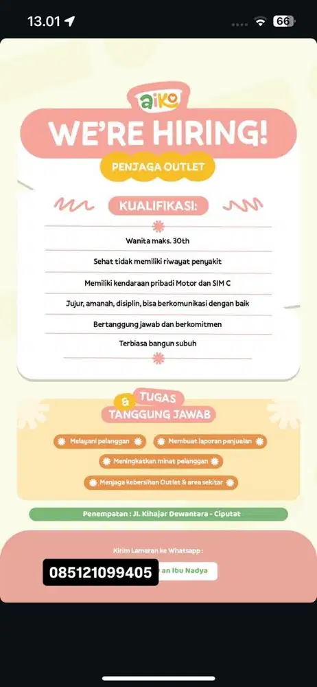 Dibutuhkan Sales Outlet Bubur Bayi