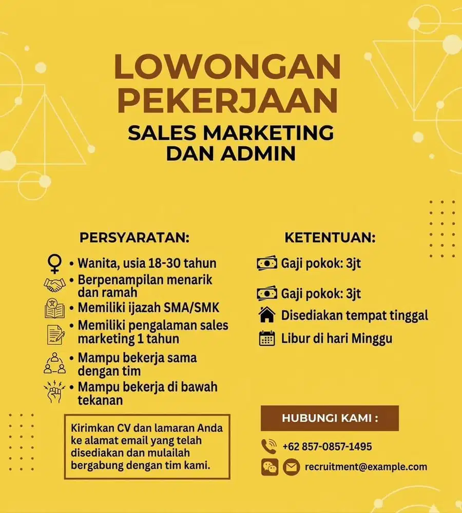 Dibutuhkan secepatnya admin/marketing