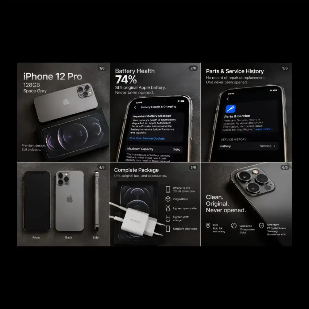 WTS 2nd iPhone 12 Pro 128GB Gray BH 74% Baterai Masih Bawaan Pabrik