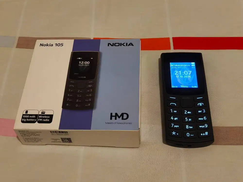 Feature Phone Nokia 105 2023 Leda Black Dual SIM Fullset Second Gan