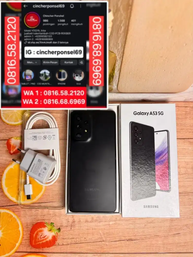 hp samsung A53 5g 8/256 istimewa siap pakai grns resmi free ADAPTOR