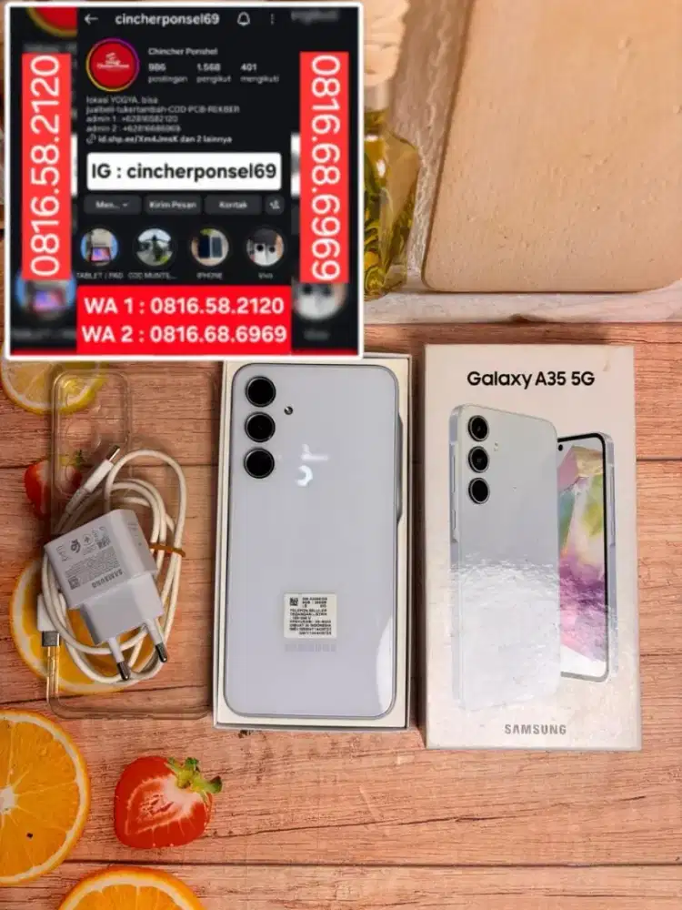 Jual hp Samsung A35 5g 8/256 segel istimewa grns resmi free ADAPTOR