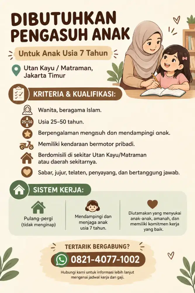 Dibutuhkan Pengasuh Anak