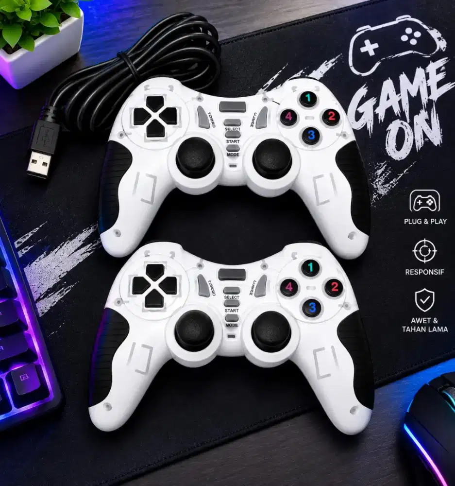 Stik game pad port USB Putih