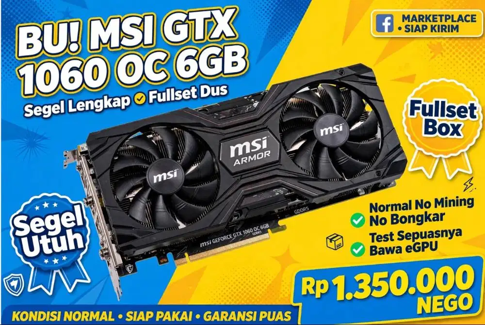 BU MSI GTX 1060 6GB OC  Segel Utuh - Test puas