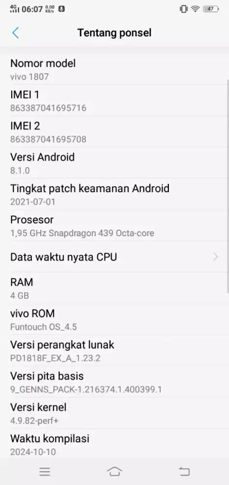 Vivo y 95 4/64 no minus batangan