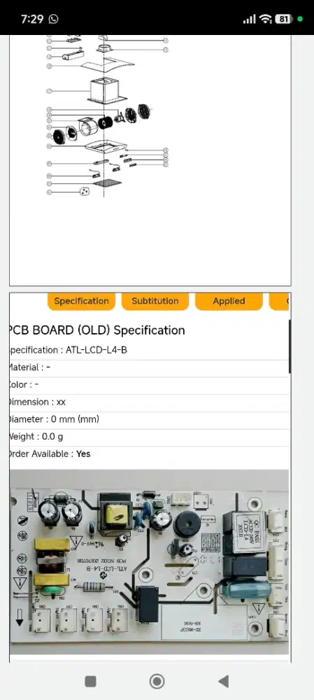 PCB cookerhood modena cx6330 2016