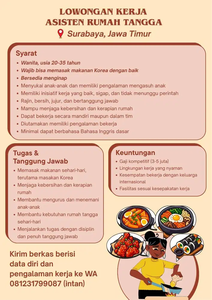 Lowongan Kerja Asisten Rumah Tangga