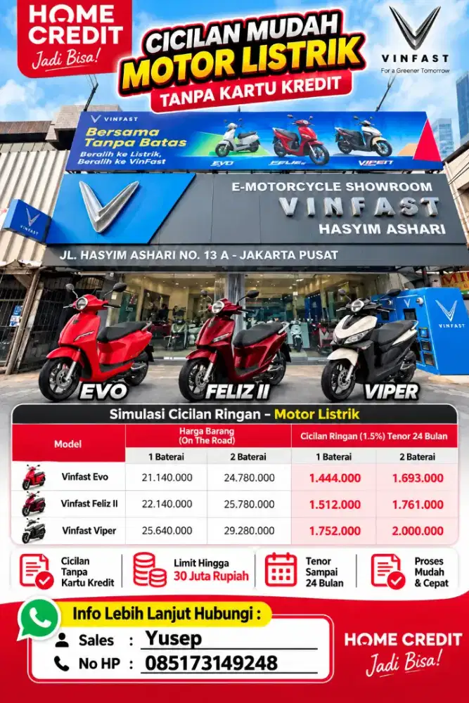 Cicilan motor listrik cukup KTP dan handphone pribadi