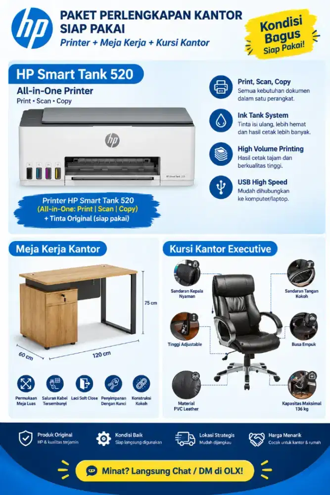 DIJUAL 1 SET MEJA KANTOR & PRINTER