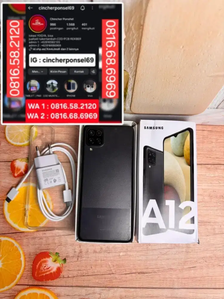 Jual hp samsung A12 4/128 istimewa siap pakai grns resmi free ADAPTOR