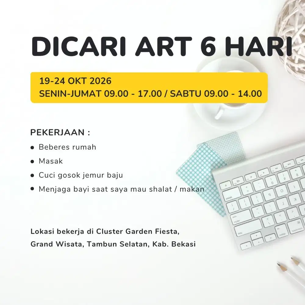 DICARI ART MOMONG GRAND WISATA, TAMBUN SELATAN, KAB. BEKASI